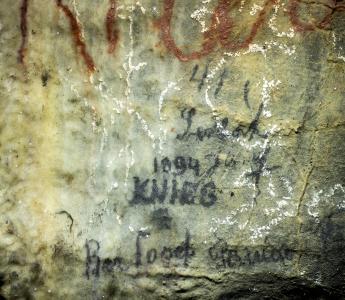 Kateřinská jeskyně - podpis Jana Kniese